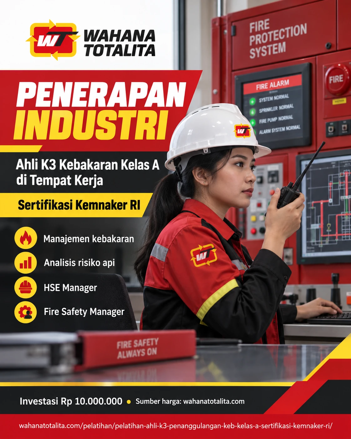 Poster Ahli K3 Kebakaran Kelas A Sertifikasi Kemnaker RI — Penerapan di Tempat Kerja oleh Wahana Totalita