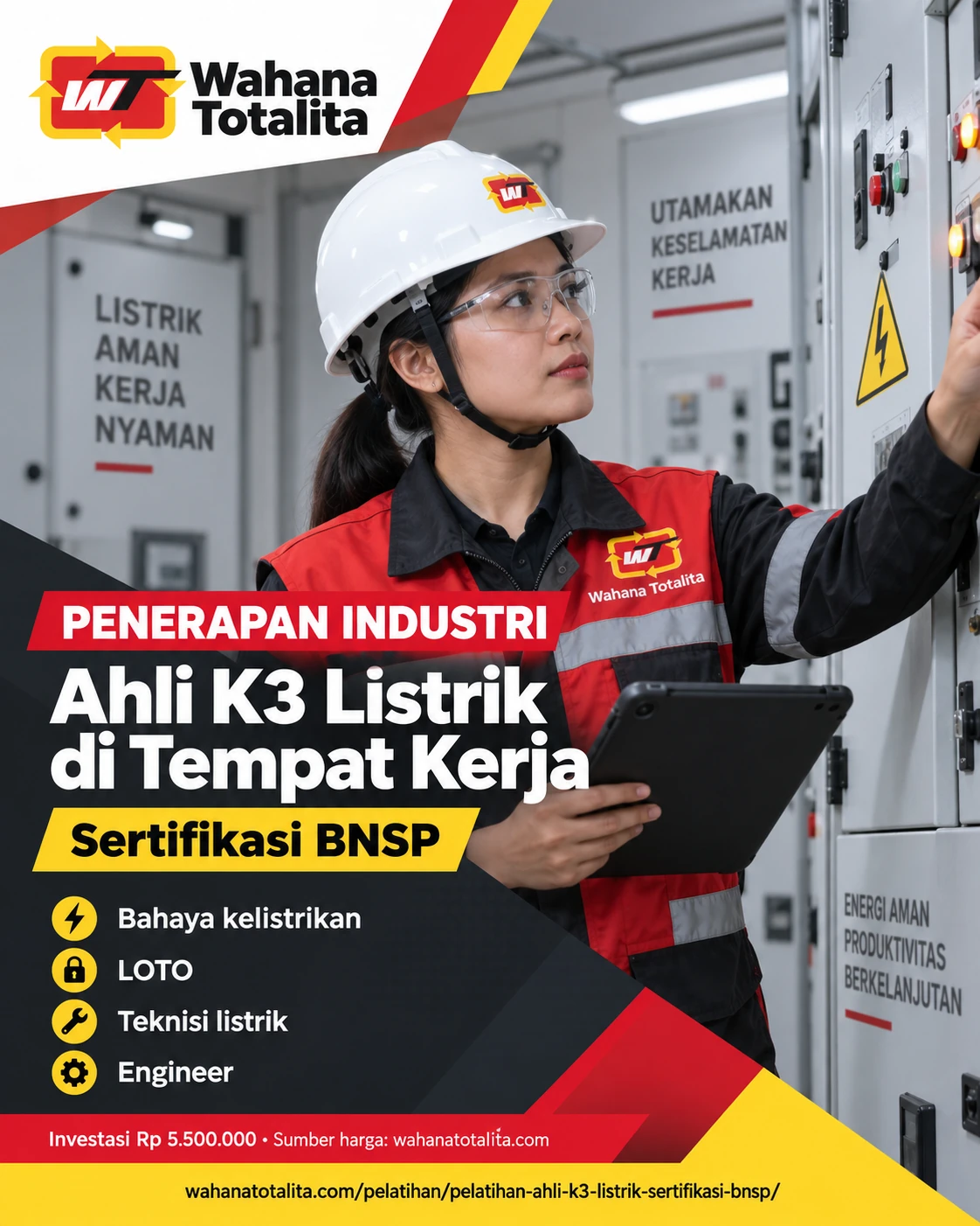 Poster Ahli K3 Listrik Sertifikasi BNSP — Penerapan di Tempat Kerja oleh Wahana Totalita