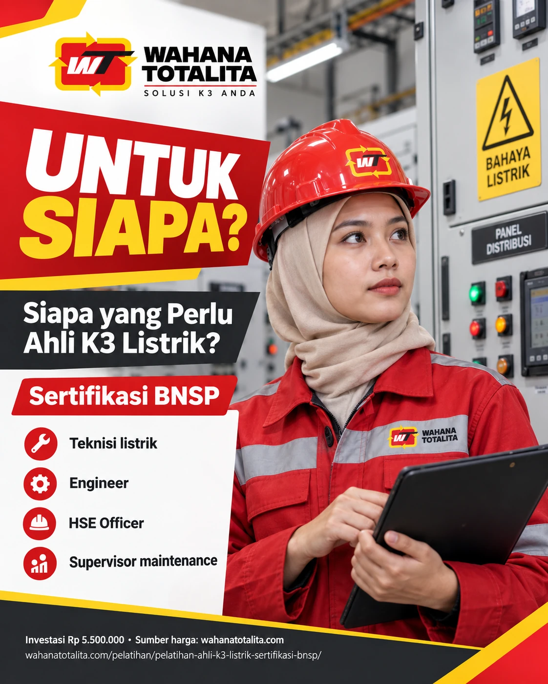 Poster Ahli K3 Listrik Sertifikasi BNSP — Untuk Siapa oleh Wahana Totalita