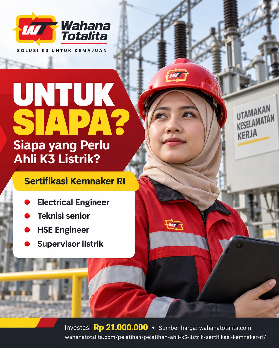 Poster Ahli K3 Listrik Sertifikasi Kemnaker RI — Untuk Siapa oleh Wahana Totalita
