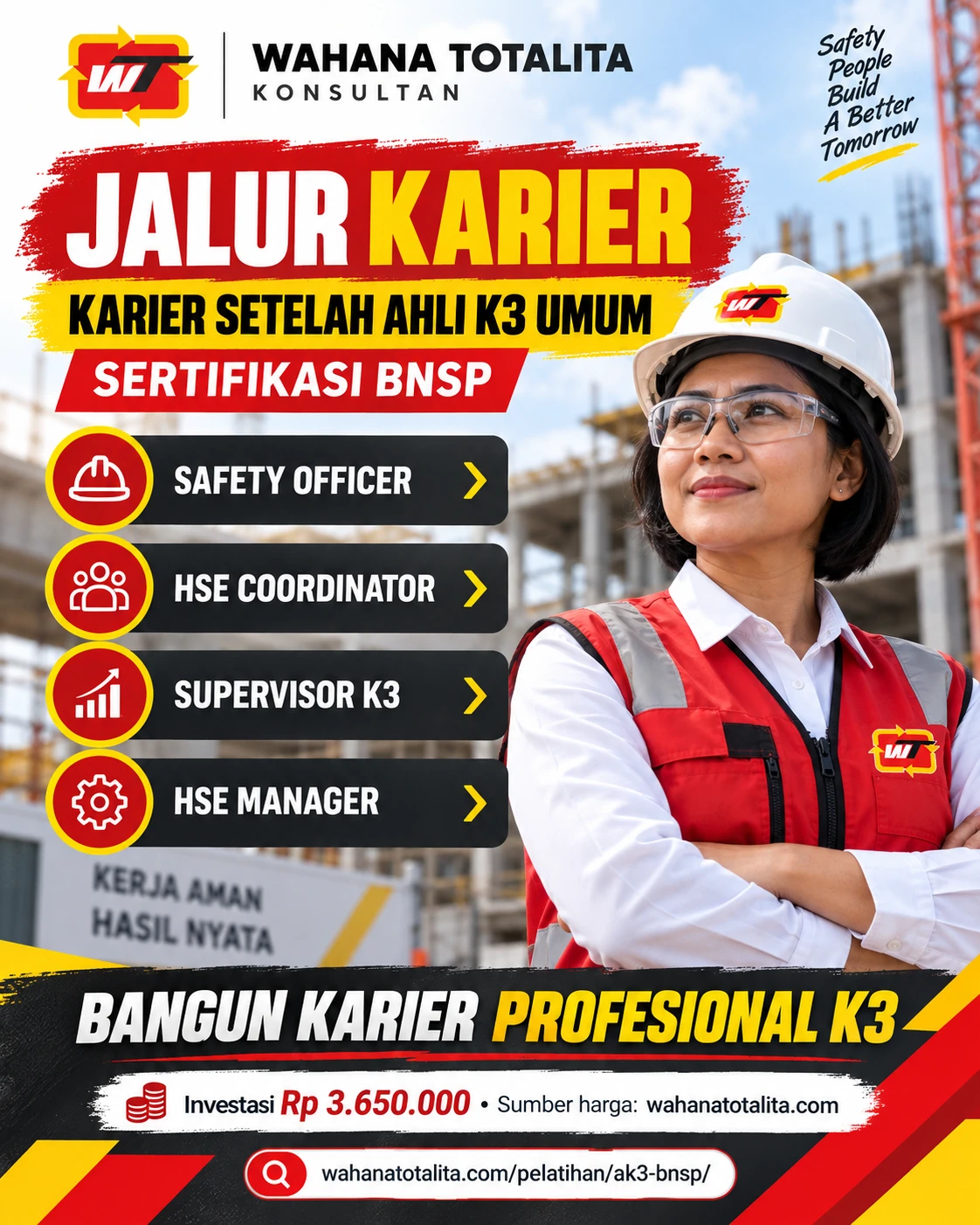 Poster Ahli K3 Umum Sertifikasi BNSP — Jalur Karier oleh Wahana Totalita