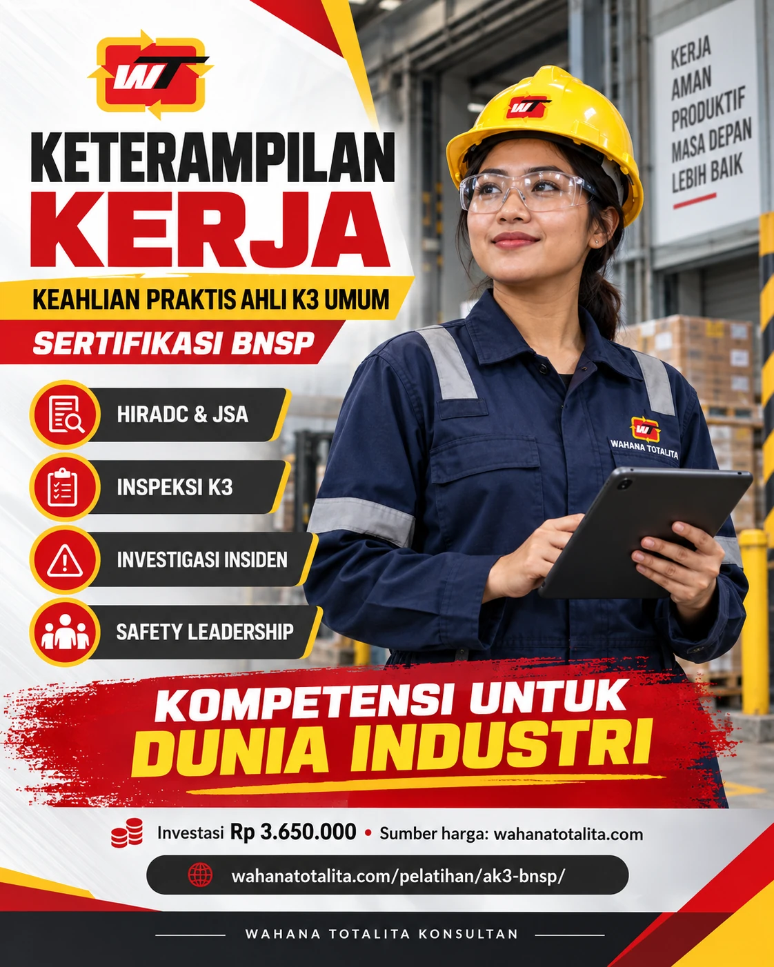 Poster Ahli K3 Umum Sertifikasi BNSP — Keterampilan Praktis oleh Wahana Totalita