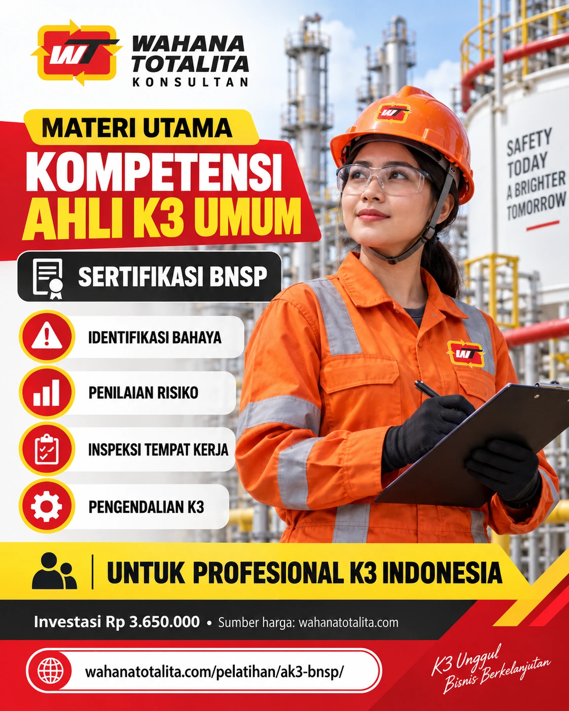 Poster Ahli K3 Umum Sertifikasi BNSP — Materi Utama oleh Wahana Totalita