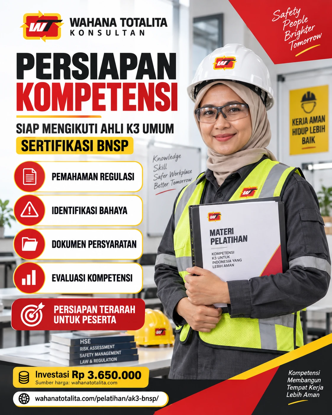 Poster Ahli K3 Umum Sertifikasi BNSP — Persiapan Kompetensi oleh Wahana Totalita