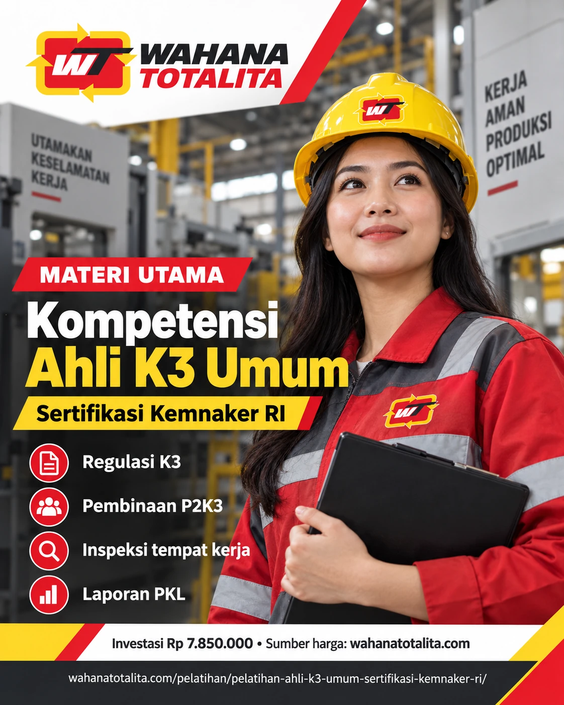 Poster Ahli K3 Umum Sertifikasi Kemnaker RI — Materi Utama oleh Wahana Totalita