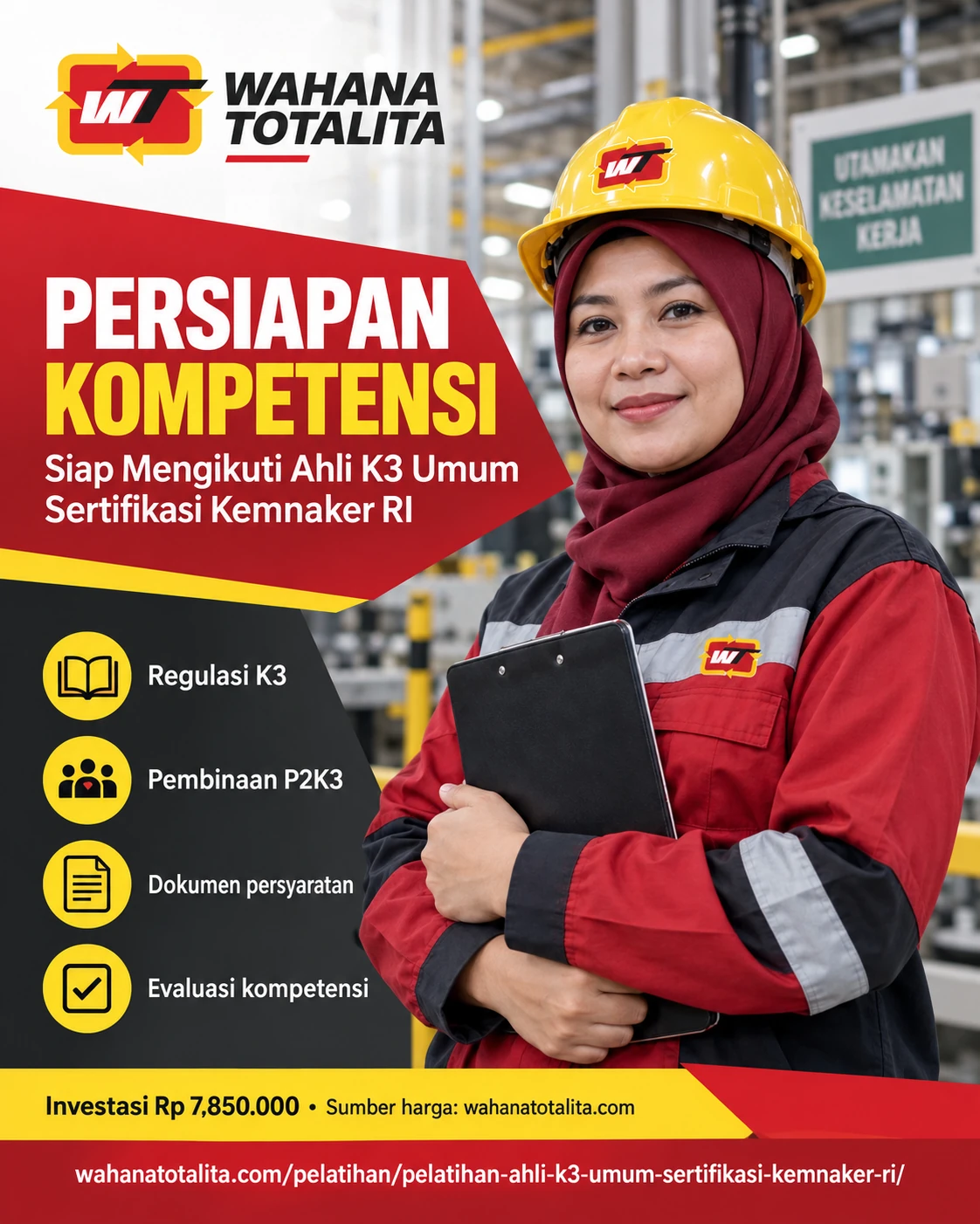 Poster Ahli K3 Umum Sertifikasi Kemnaker RI — Persiapan Kompetensi oleh Wahana Totalita