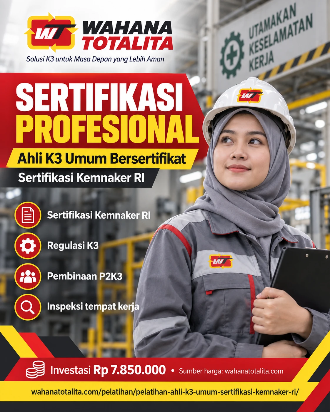 Poster Ahli K3 Umum Sertifikasi Kemnaker RI — Sertifikasi Profesional oleh Wahana Totalita