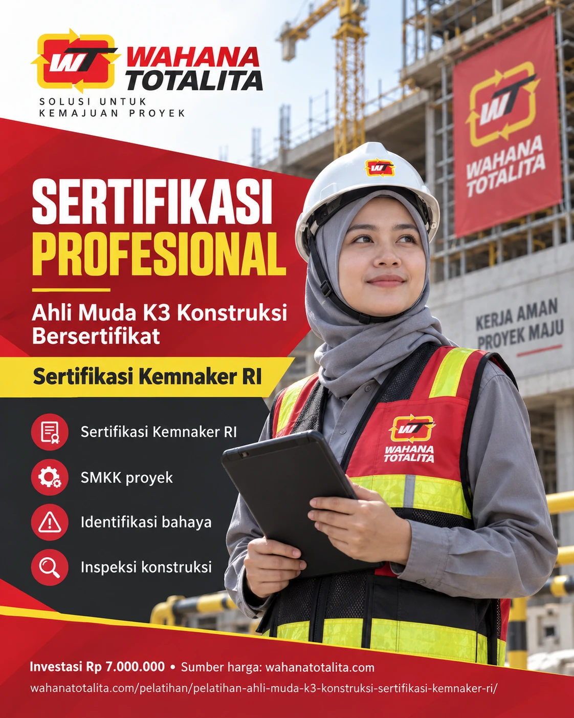 Poster Ahli Muda K3 Konstruksi Sertifikasi Kemnaker RI — Sertifikasi Profesional oleh Wahana Totalita