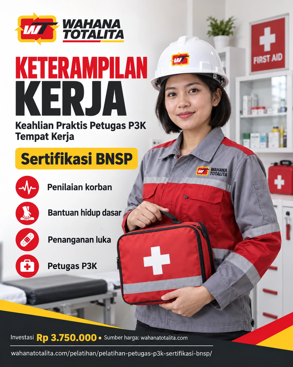 Poster Petugas P3K Tempat Kerja Sertifikasi BNSP — Keterampilan Praktis oleh Wahana Totalita