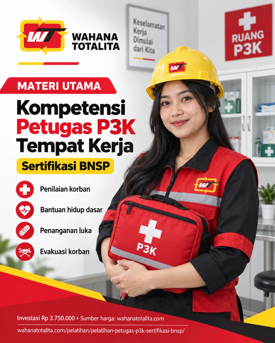 Poster Petugas P3K Tempat Kerja Sertifikasi BNSP — Materi Utama oleh Wahana Totalita