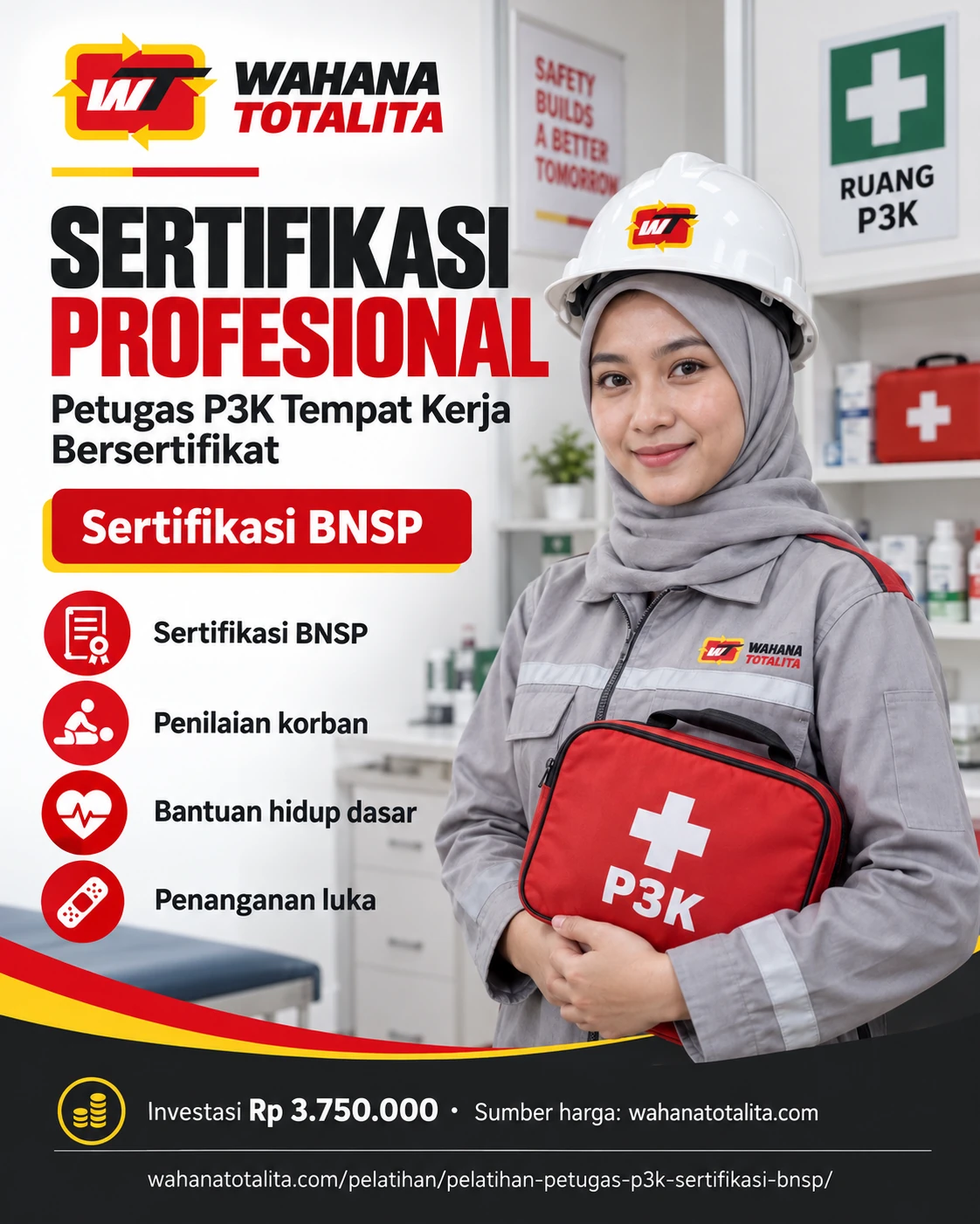 Poster Petugas P3K Tempat Kerja Sertifikasi BNSP — Sertifikasi Profesional oleh Wahana Totalita
