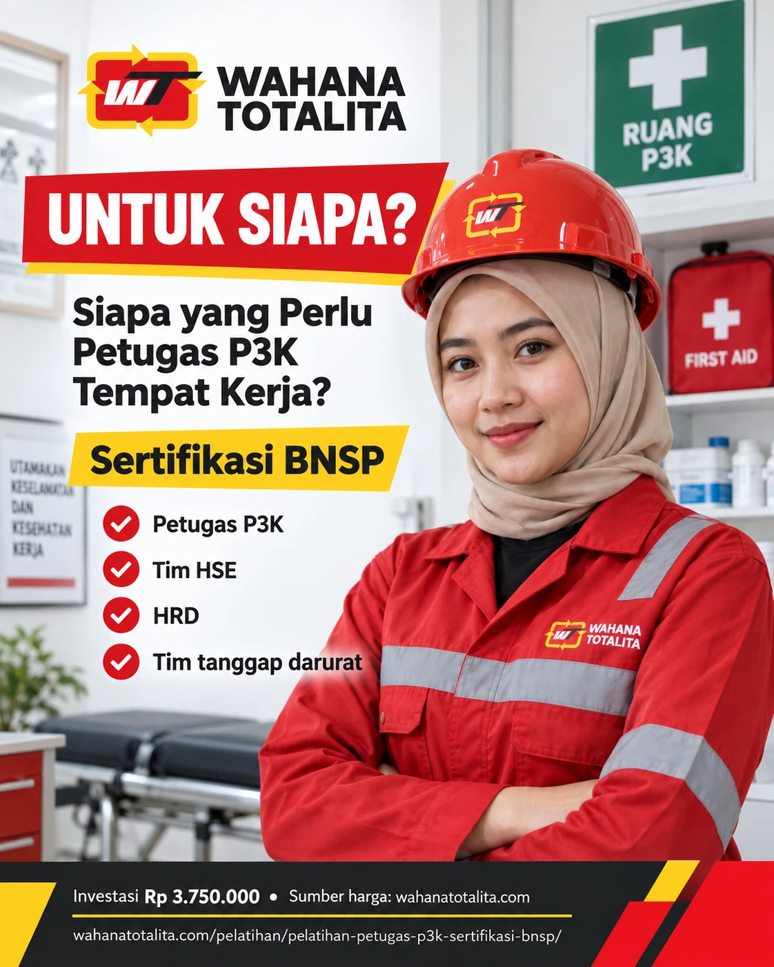 Poster Petugas P3K Tempat Kerja Sertifikasi BNSP — Untuk Siapa oleh Wahana Totalita
