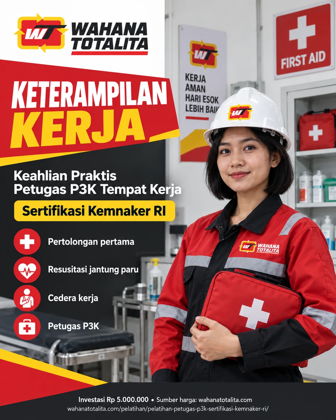 Poster Petugas P3K Tempat Kerja Sertifikasi Kemnaker RI — Keterampilan Praktis oleh Wahana Totalita