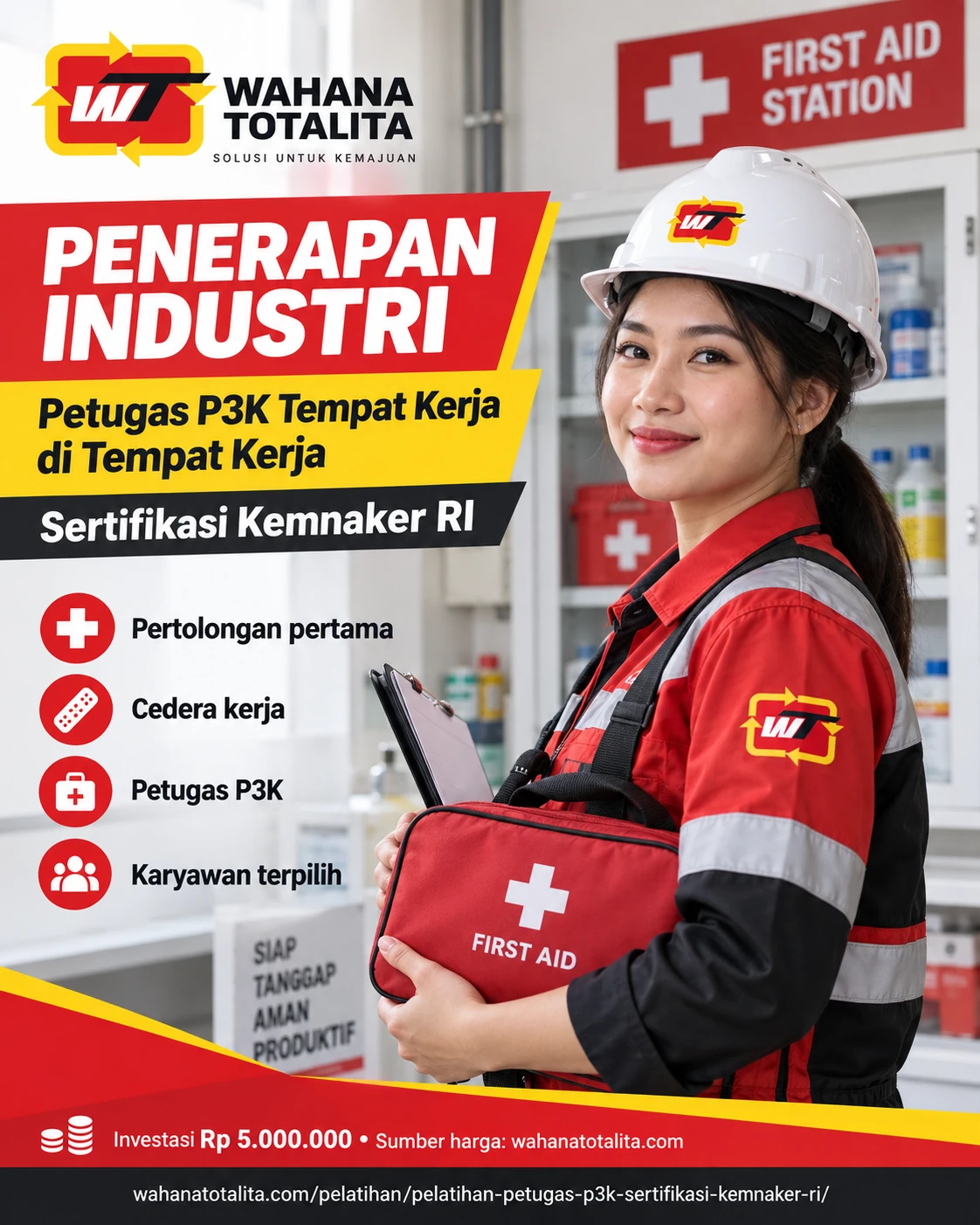 Poster Petugas P3K Tempat Kerja Sertifikasi Kemnaker RI — Penerapan di Tempat Kerja oleh Wahana Totalita