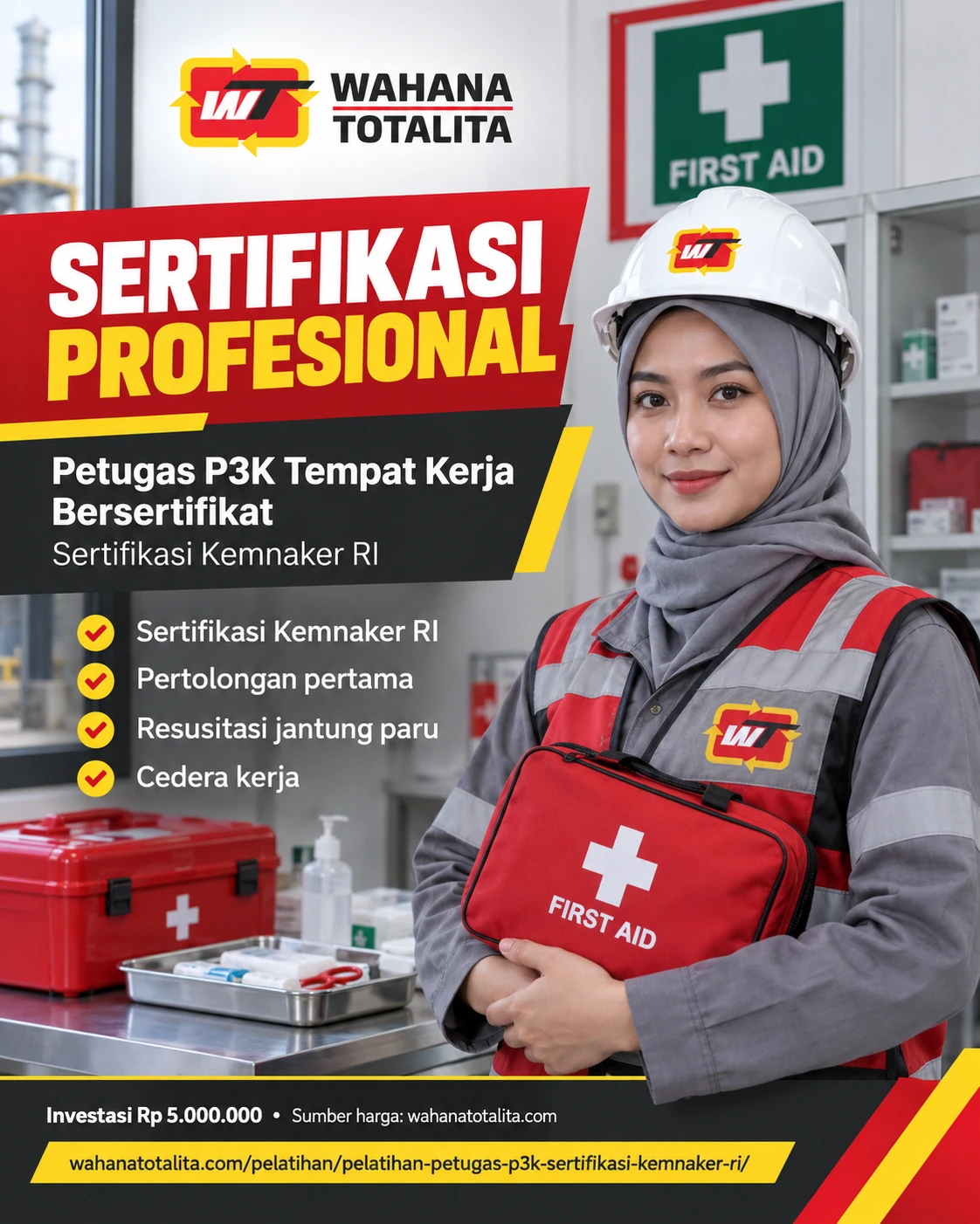 Poster Petugas P3K Tempat Kerja Sertifikasi Kemnaker RI — Sertifikasi Profesional oleh Wahana Totalita