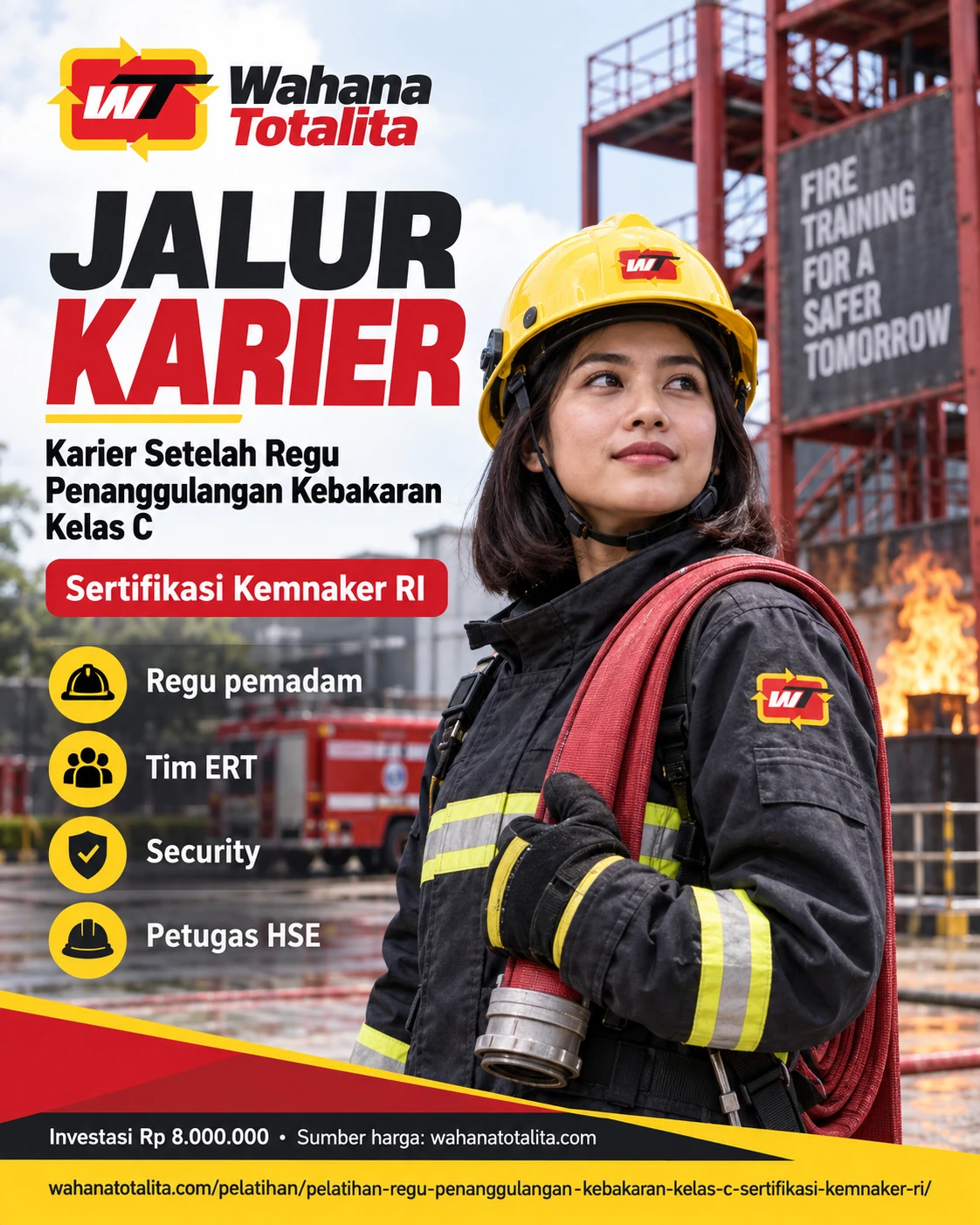 Poster Regu Penanggulangan Kebakaran Kelas C Sertifikasi Kemnaker RI — Jalur Karier oleh Wahana Totalita