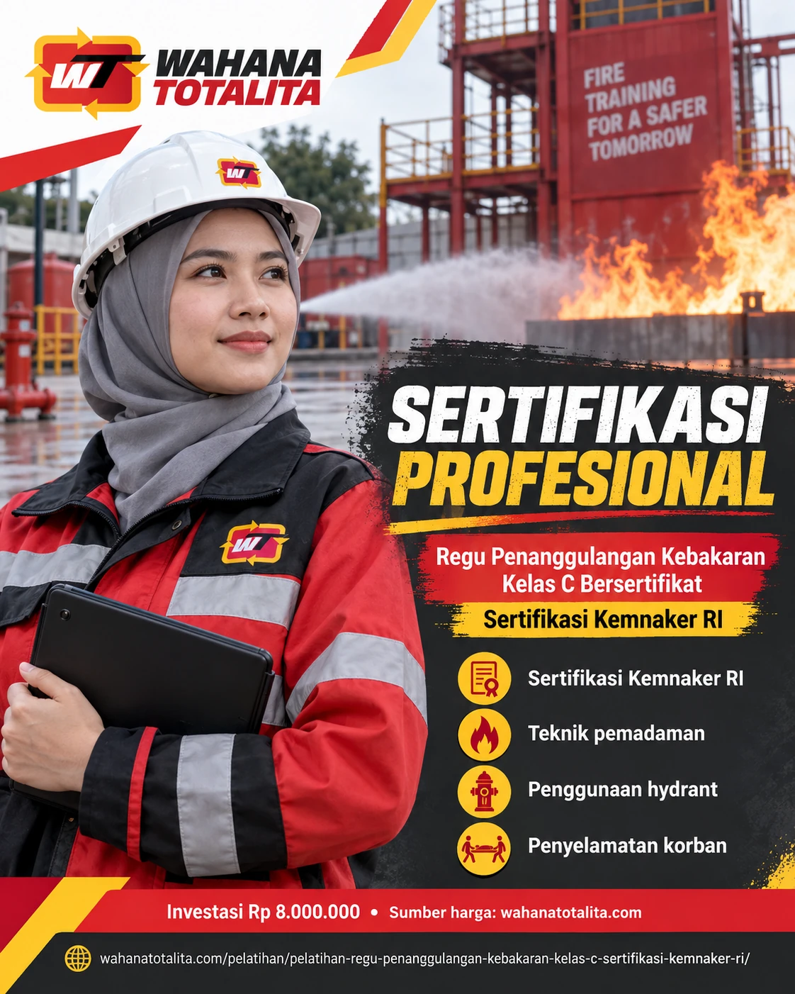 Poster Regu Penanggulangan Kebakaran Kelas C Sertifikasi Kemnaker RI — Sertifikasi Profesional oleh Wahana Totalita