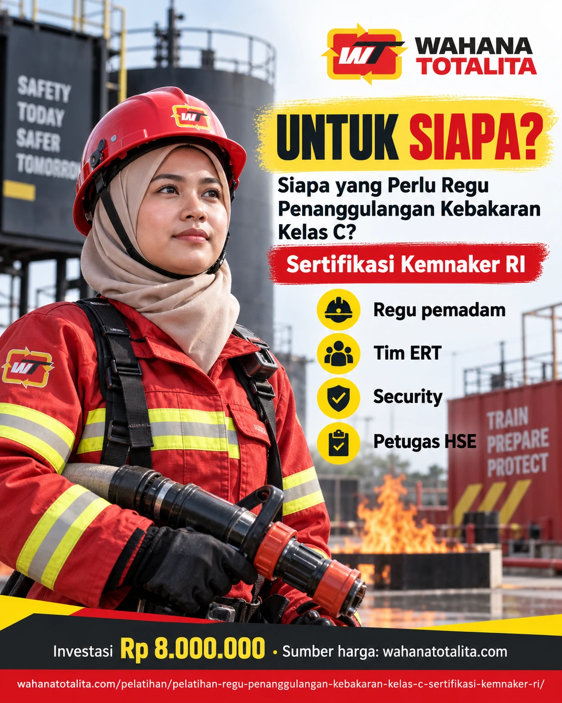 Poster Regu Penanggulangan Kebakaran Kelas C Sertifikasi Kemnaker RI — Untuk Siapa oleh Wahana Totalita