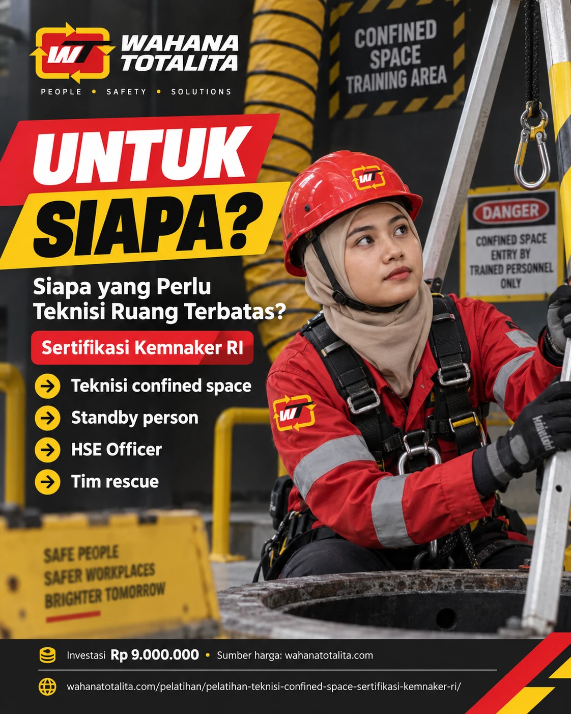 Poster Teknisi Ruang Terbatas Sertifikasi Kemnaker RI — Untuk Siapa oleh Wahana Totalita