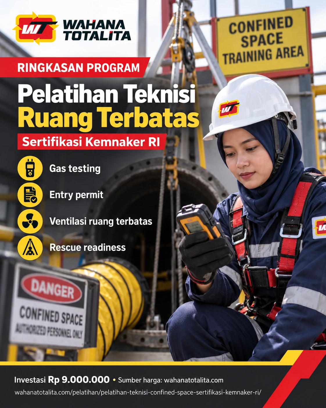 Poster Tenaga Kerja Bangunan Tinggi Tingkat II Sertifikasi Kemnaker RI — Informasi Pendaftaran oleh Wahana Totalita