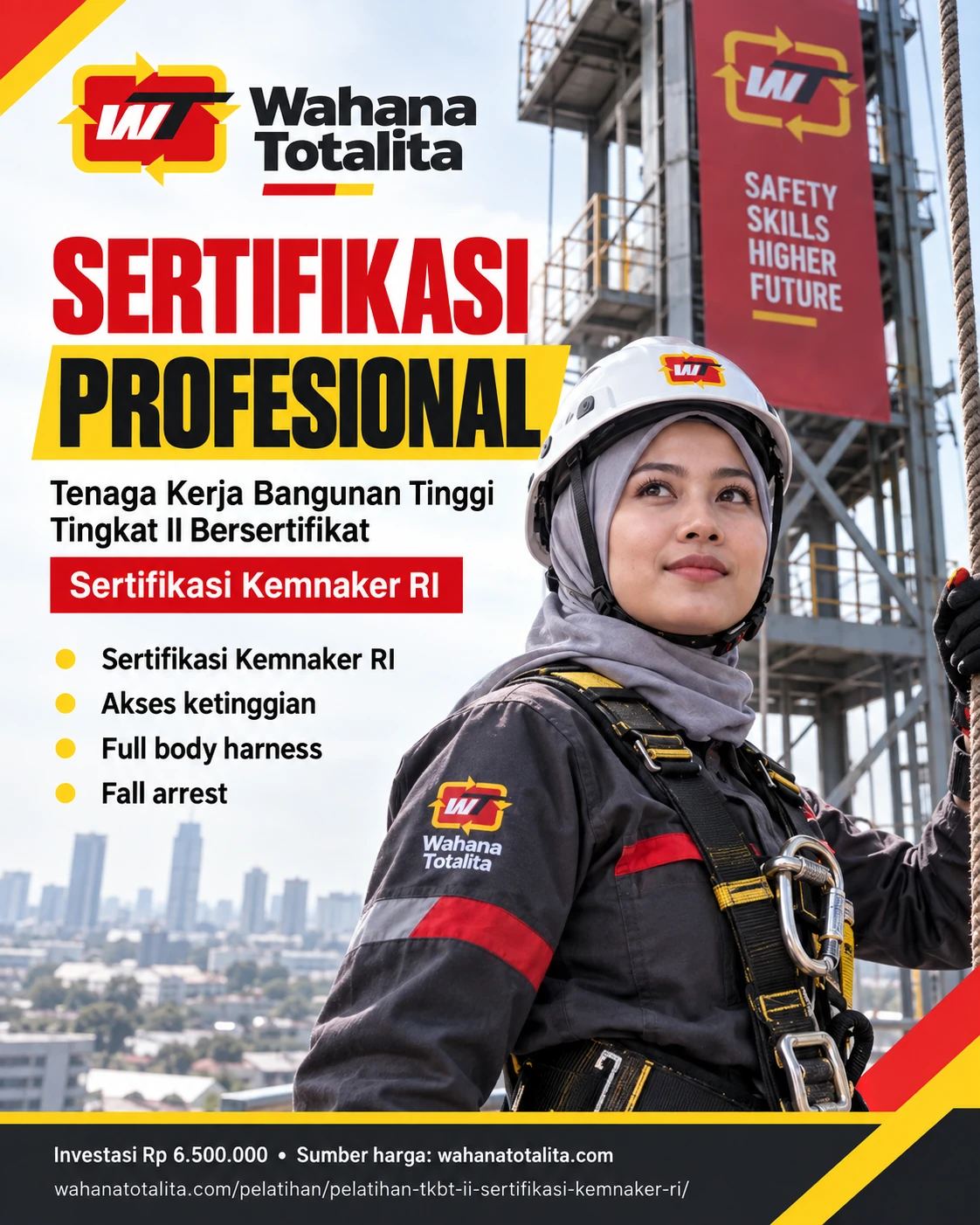 Poster Tenaga Kerja Bangunan Tinggi Tingkat II Sertifikasi Kemnaker RI — Sertifikasi Profesional oleh Wahana Totalita