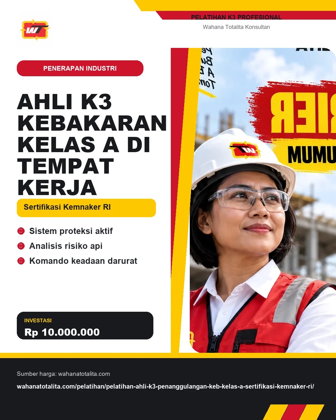 Ahli K3 Kebakaran Kelas A di Tempat Kerja Sertifikasi Kemnaker RI dengan informasi Sistem proteksi aktif, Analisis risiko api, Komando keadaan darurat