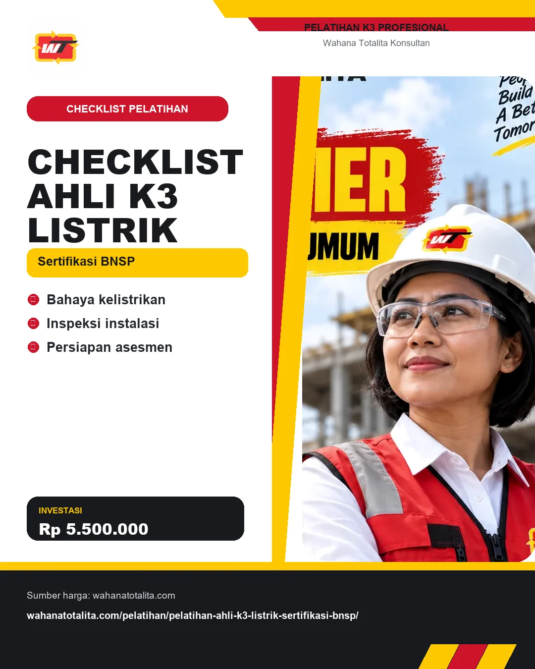 Checklist Ahli K3 Listrik Sertifikasi BNSP dengan informasi Bahaya kelistrikan, Inspeksi instalasi, Persiapan asesmen