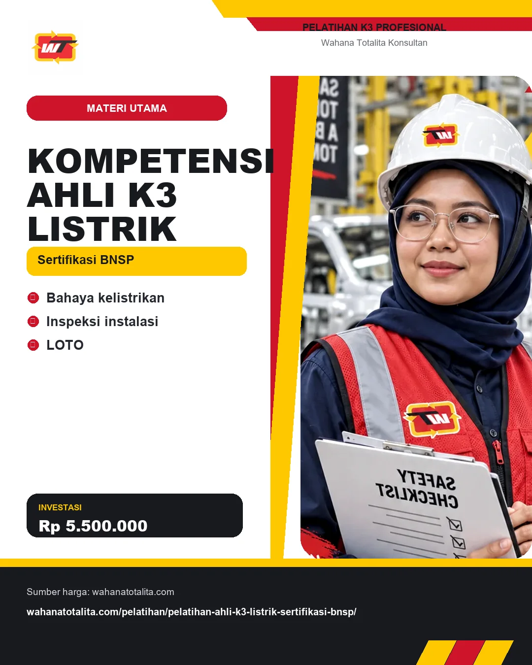 Kompetensi Ahli K3 Listrik Sertifikasi BNSP dengan informasi Bahaya kelistrikan, Inspeksi instalasi, LOTO