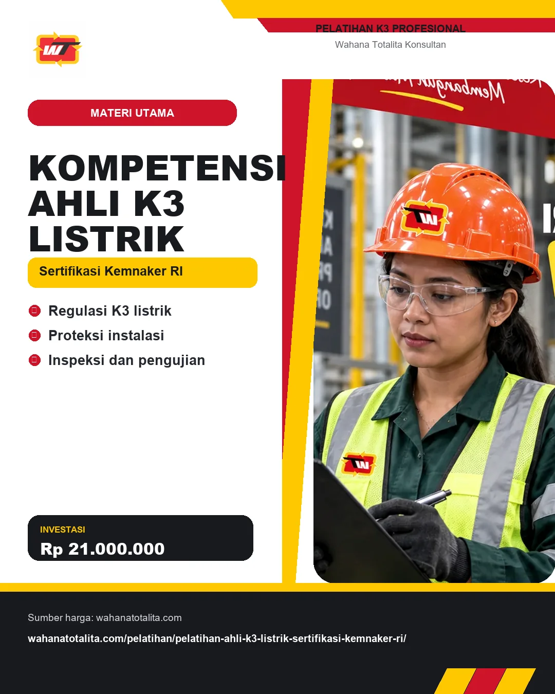 Kompetensi Ahli K3 Listrik Sertifikasi Kemnaker RI dengan informasi Regulasi K3 listrik, Proteksi instalasi, Inspeksi dan pengujian