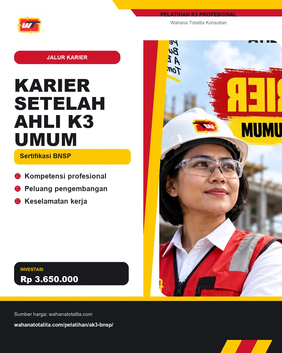 Karier Setelah Ahli K3 Umum Sertifikasi BNSP dengan informasi Kompetensi profesional, Peluang pengembangan, Keselamatan kerja
