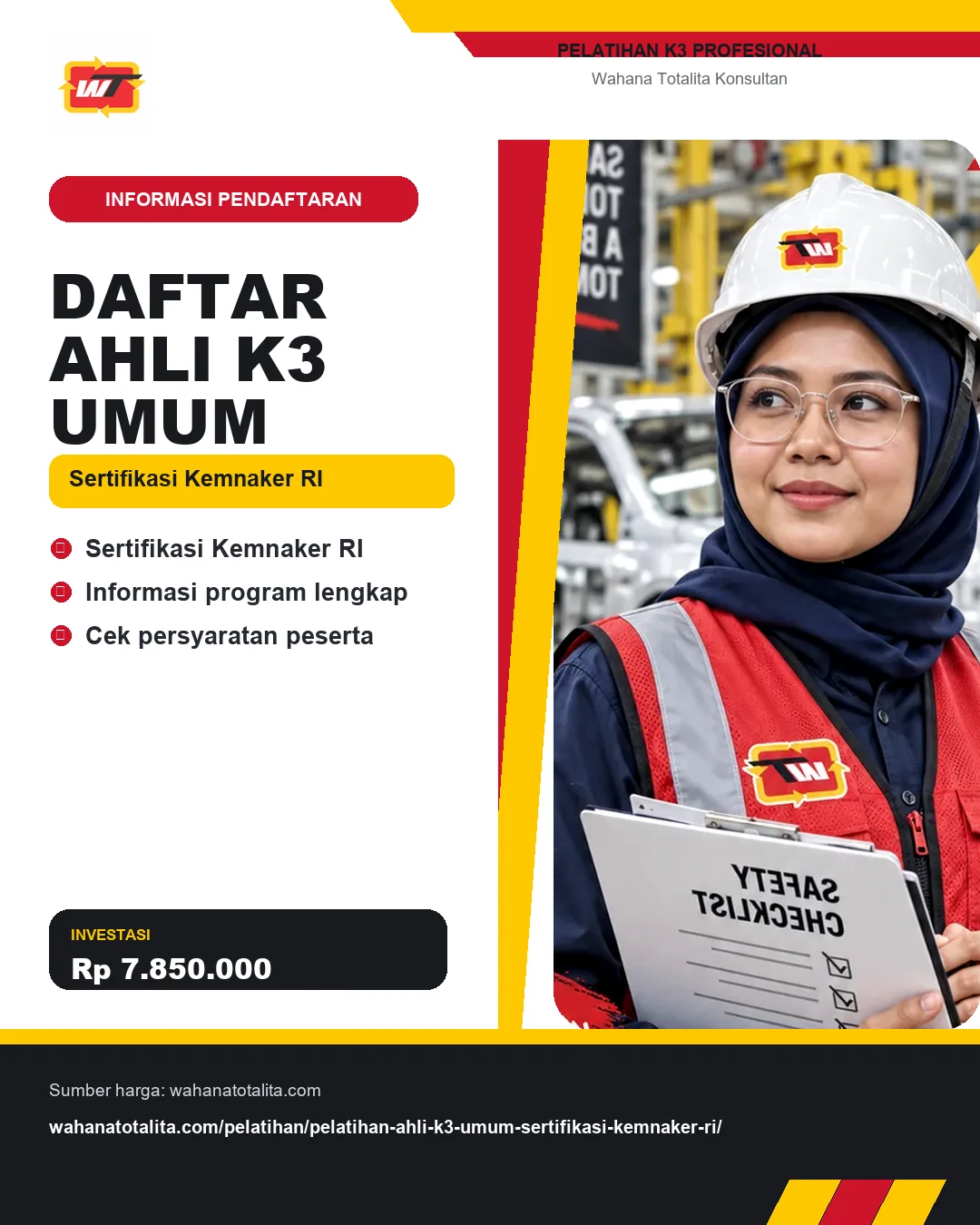 Daftar Ahli K3 Umum Sertifikasi Kemnaker RI dengan informasi Sertifikasi Kemnaker RI, Informasi program lengkap, Cek persyaratan peserta