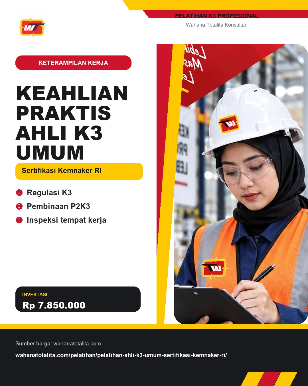 Keahlian Praktis Ahli K3 Umum Sertifikasi Kemnaker RI dengan informasi Regulasi K3, Pembinaan P2K3, Inspeksi tempat kerja