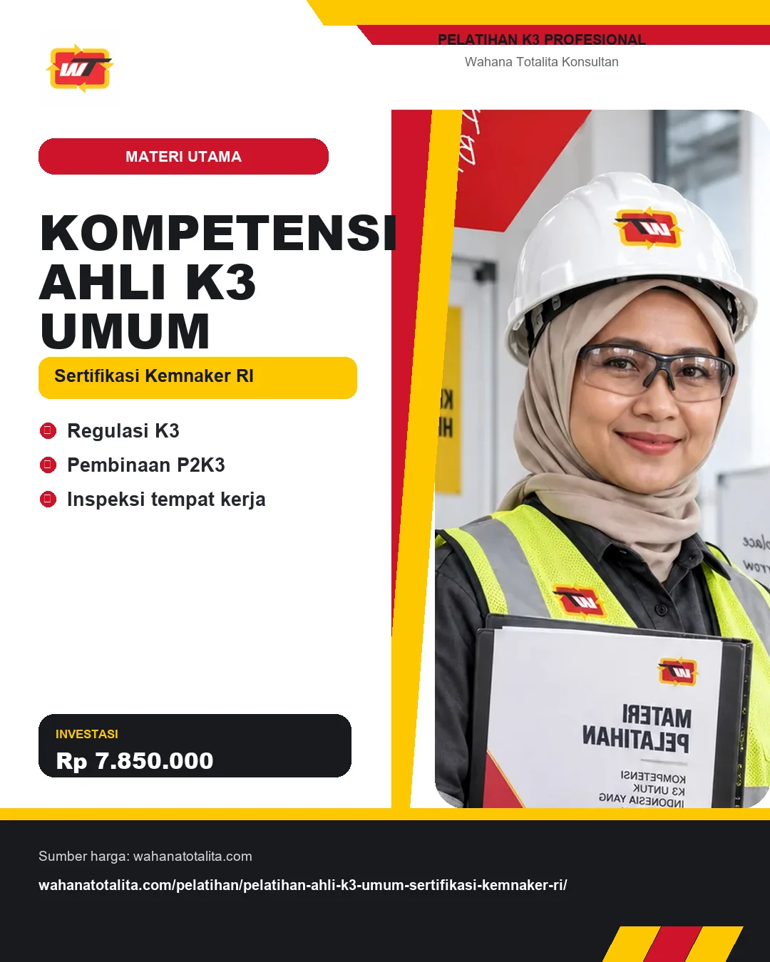 Kompetensi Ahli K3 Umum Sertifikasi Kemnaker RI dengan informasi Regulasi K3, Pembinaan P2K3, Inspeksi tempat kerja