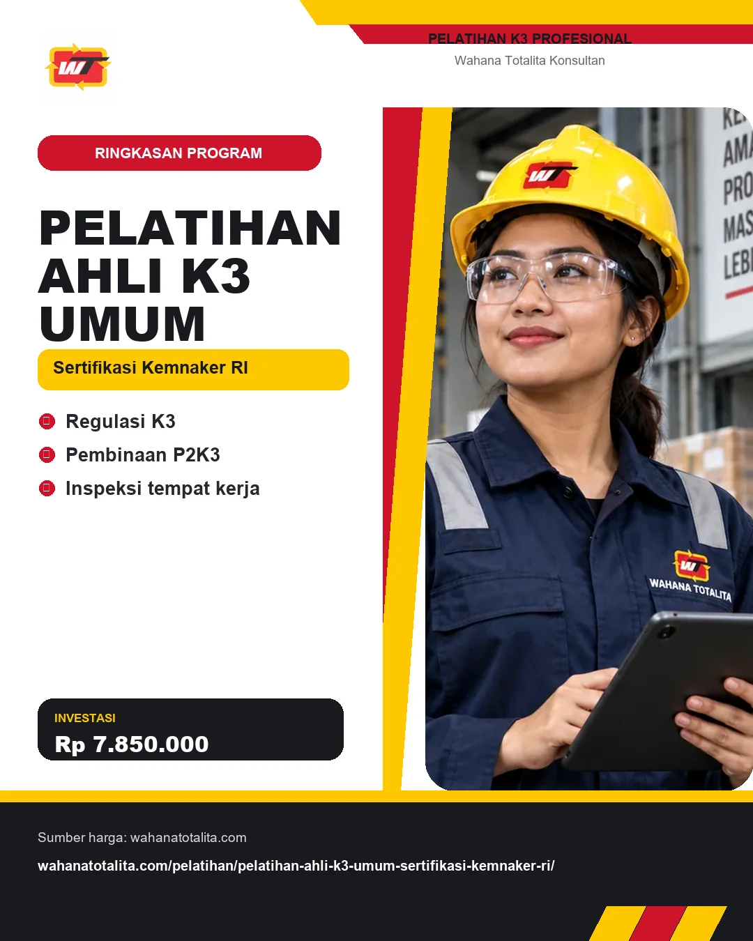Pelatihan Ahli K3 Umum Sertifikasi Kemnaker RI dengan informasi Regulasi K3, Pembinaan P2K3, Inspeksi tempat kerja
