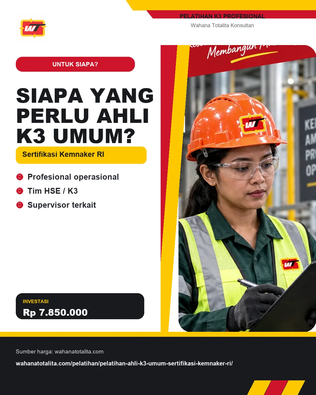Siapa yang Perlu Ahli K3 Umum? Sertifikasi Kemnaker RI dengan informasi Profesional operasional, Tim HSE / K3, Supervisor terkait