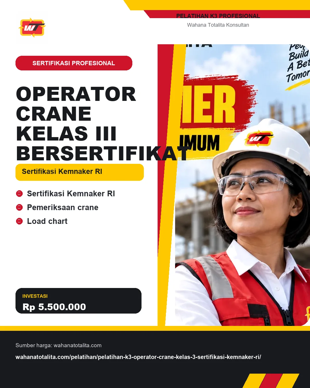Operator Crane Kelas III Bersertifikat Sertifikasi Kemnaker RI dengan informasi Sertifikasi Kemnaker RI, Pemeriksaan crane, Load chart