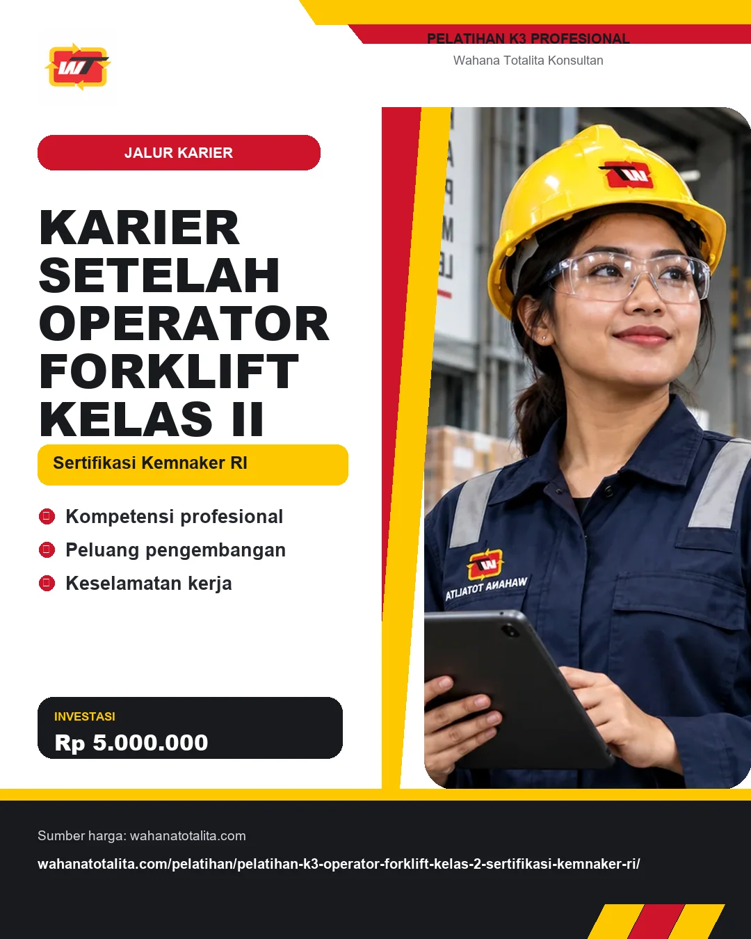 Karier Setelah Operator Forklift Kelas II Sertifikasi Kemnaker RI dengan informasi Kompetensi profesional, Peluang pengembangan, Keselamatan kerja