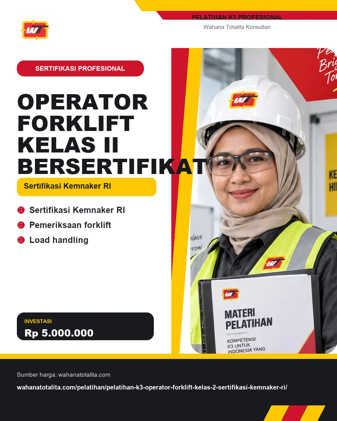 Operator Forklift Kelas II Bersertifikat Sertifikasi Kemnaker RI dengan informasi Sertifikasi Kemnaker RI, Pemeriksaan forklift, Load handling