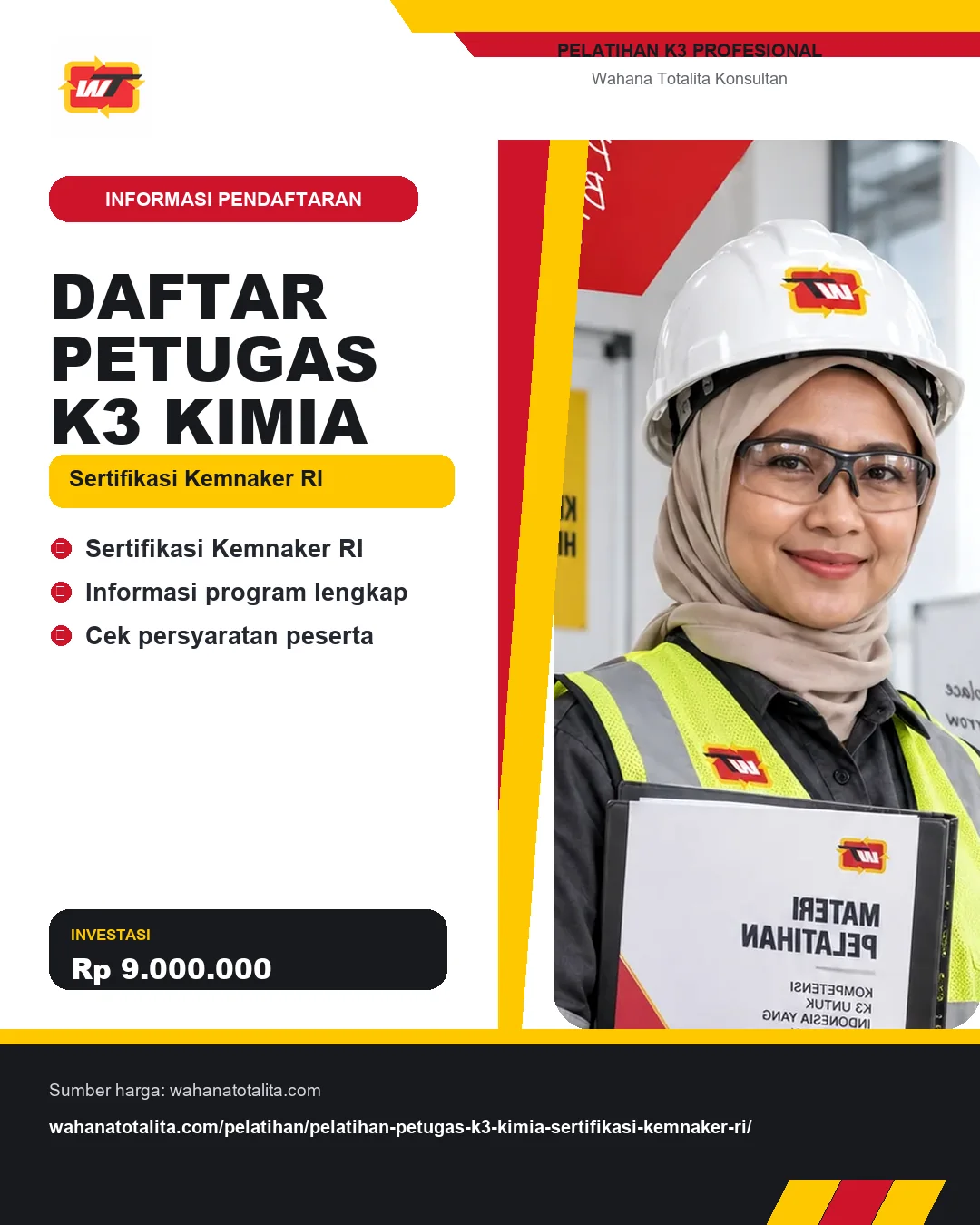 Daftar Petugas K3 Kimia Sertifikasi Kemnaker RI dengan informasi Sertifikasi Kemnaker RI, Informasi program lengkap, Cek persyaratan peserta