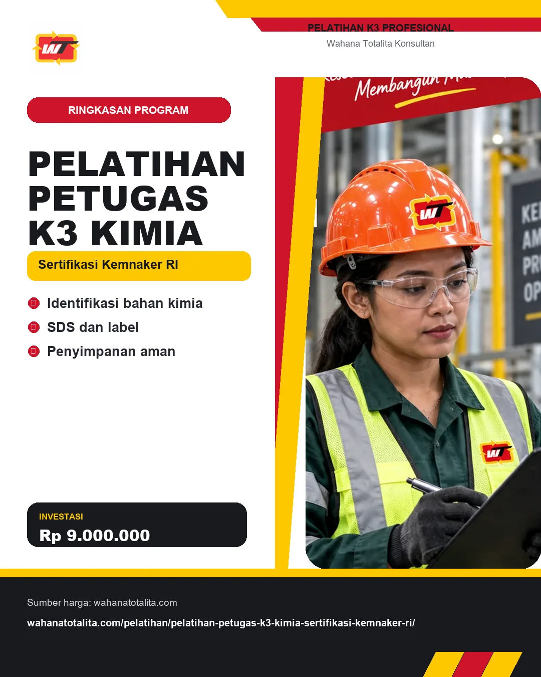 Pelatihan Petugas K3 Kimia Sertifikasi Kemnaker RI dengan informasi Identifikasi bahan kimia, SDS dan label, Penyimpanan aman