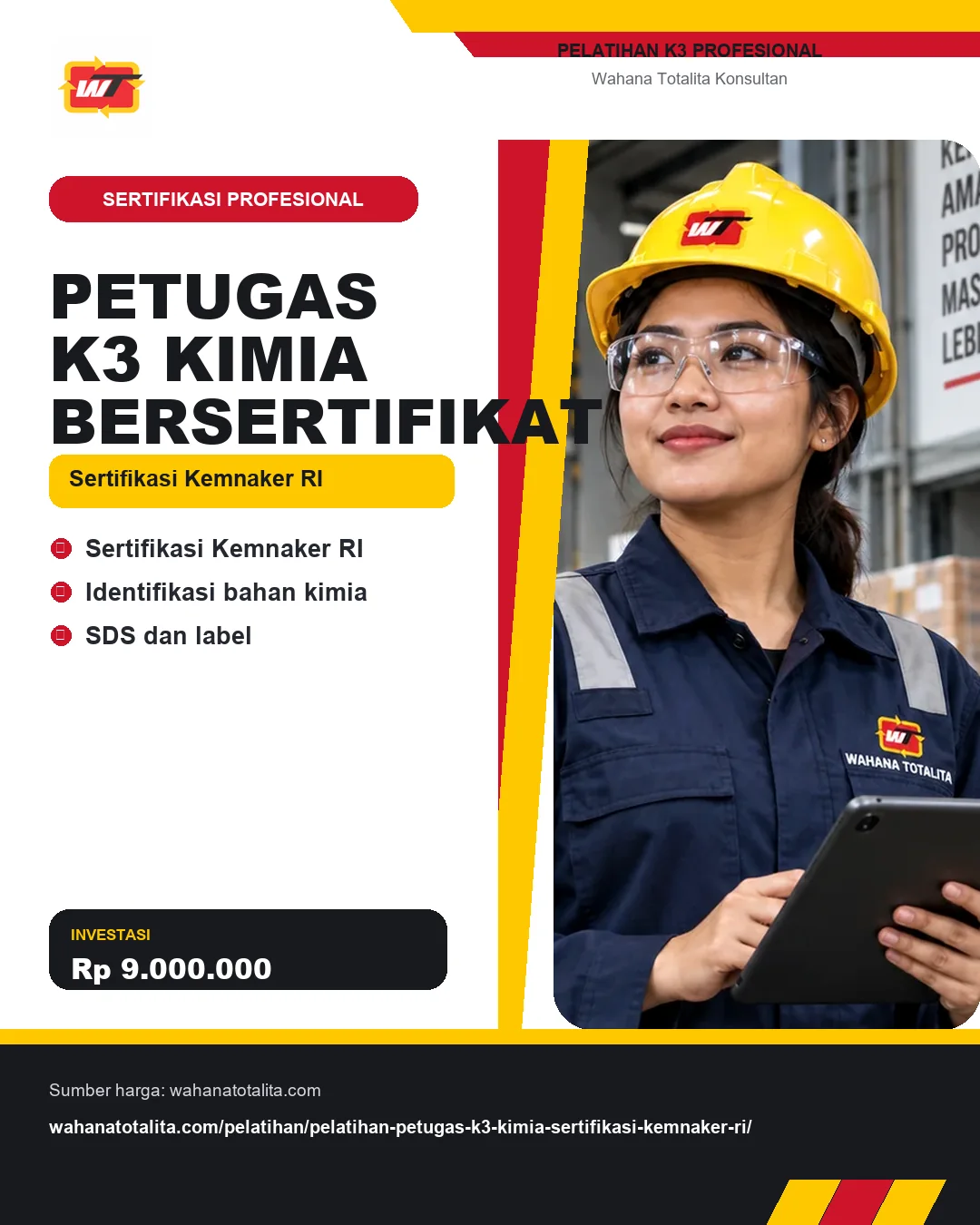 Petugas K3 Kimia Bersertifikat Sertifikasi Kemnaker RI dengan informasi Sertifikasi Kemnaker RI, Identifikasi bahan kimia, SDS dan label