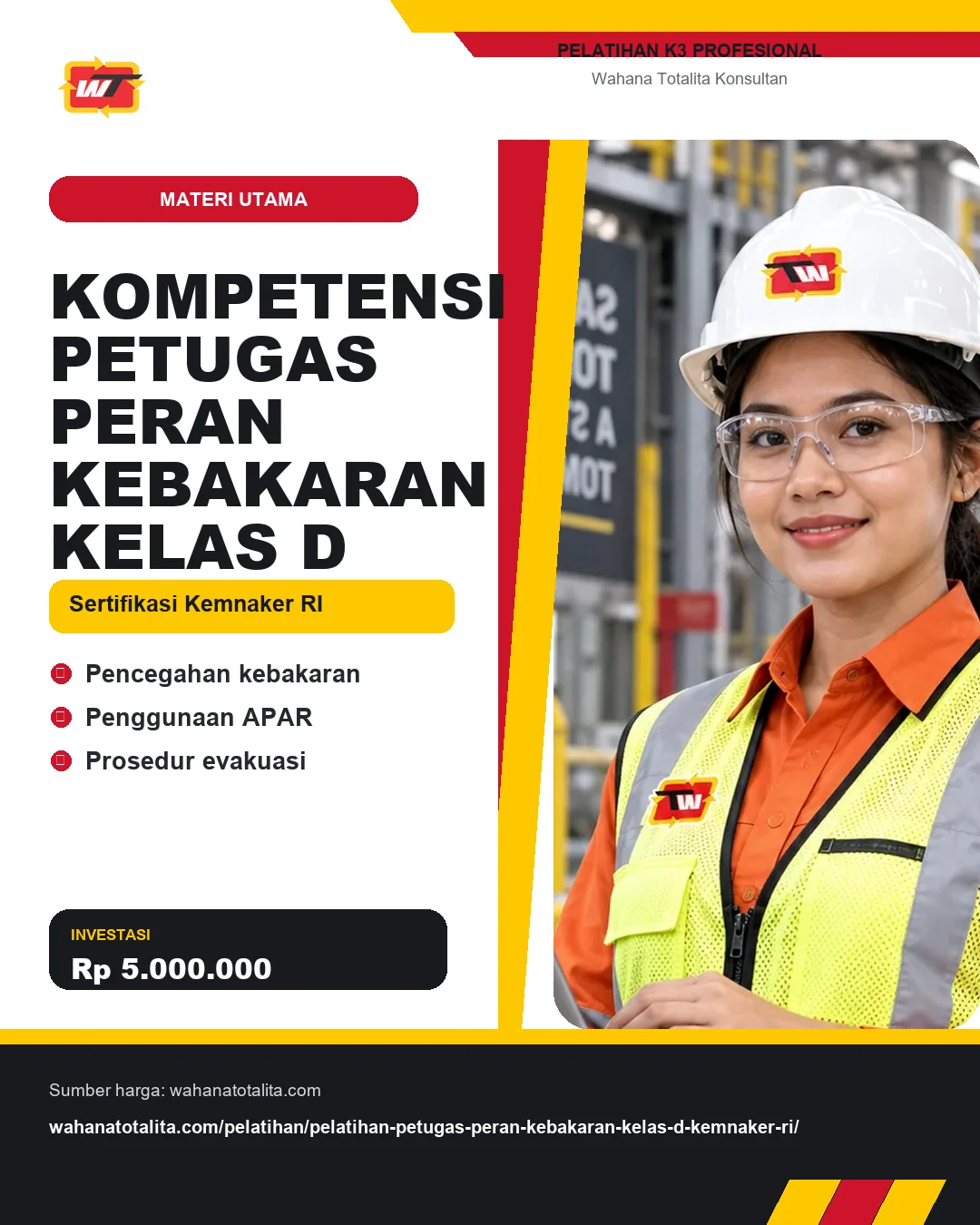 Kompetensi Petugas Peran Kebakaran Kelas D Sertifikasi Kemnaker RI dengan informasi Pencegahan kebakaran, Penggunaan APAR, Prosedur evakuasi