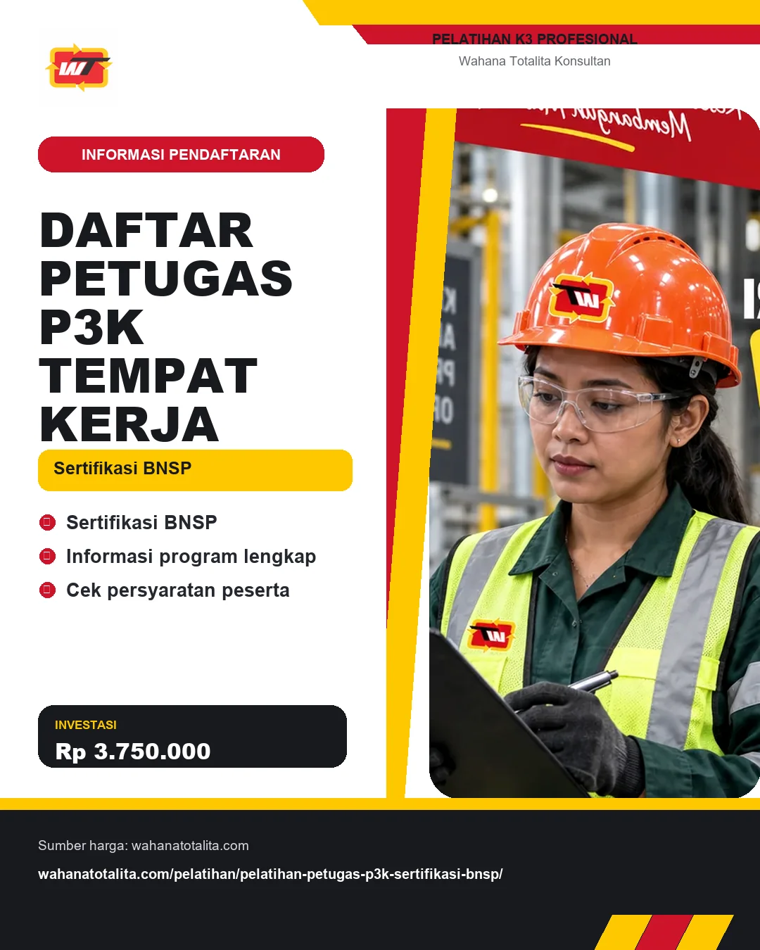 Daftar Petugas P3K Tempat Kerja Sertifikasi BNSP dengan informasi Sertifikasi BNSP, Informasi program lengkap, Cek persyaratan peserta
