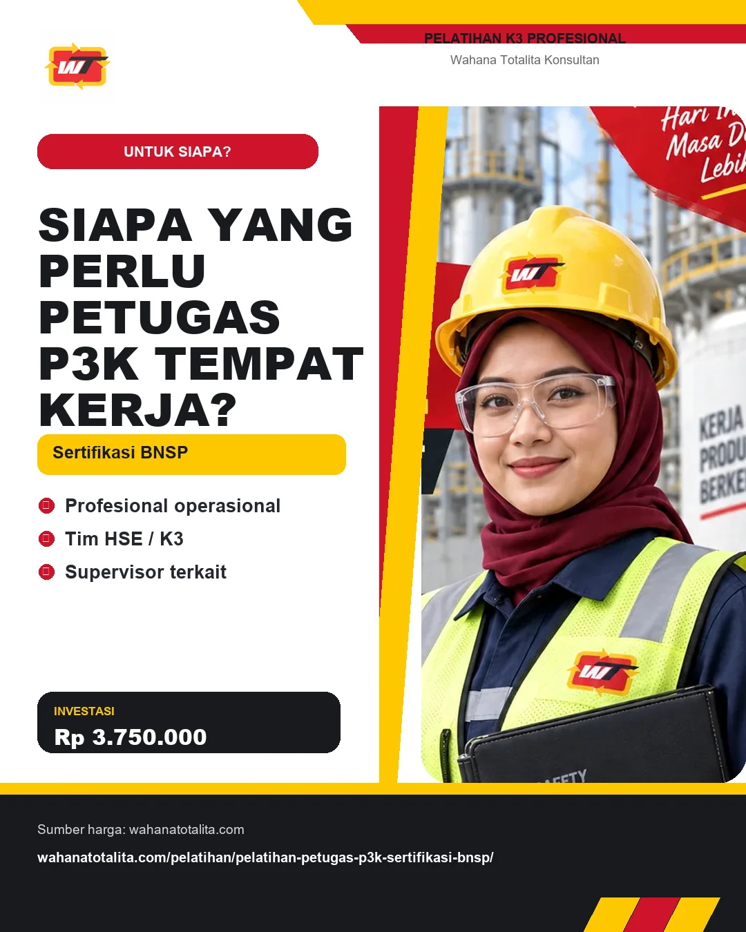 Siapa yang Perlu Petugas P3K Tempat Kerja? Sertifikasi BNSP dengan informasi Profesional operasional, Tim HSE / K3, Supervisor terkait