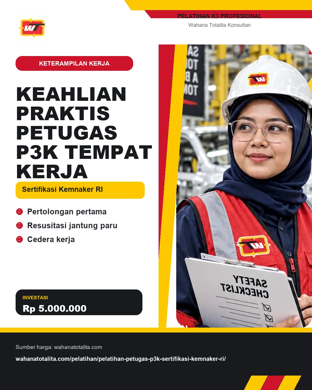 Keahlian Praktis Petugas P3K Tempat Kerja Sertifikasi Kemnaker RI dengan informasi Pertolongan pertama, Resusitasi jantung paru, Cedera kerja
