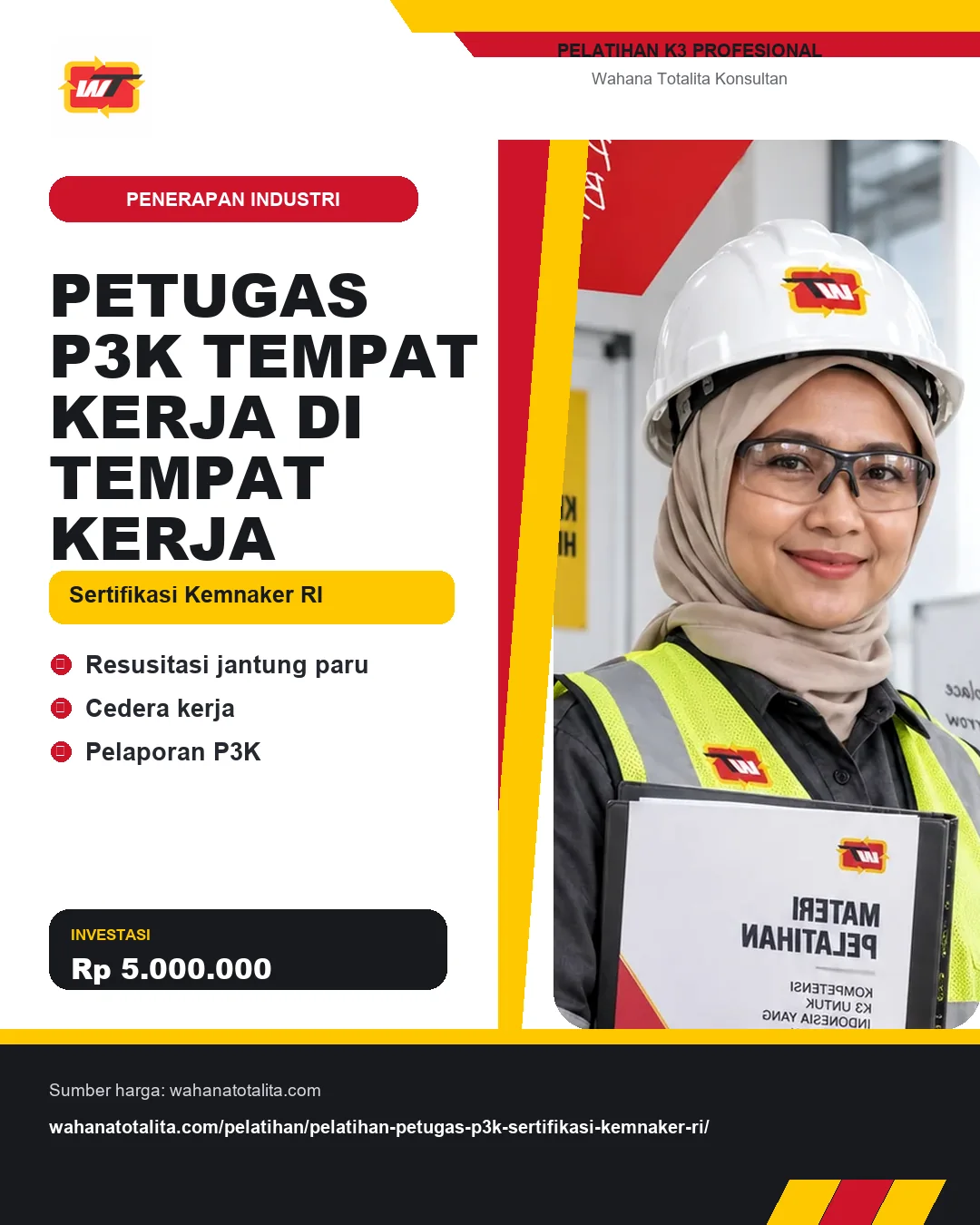 Petugas P3K Tempat Kerja di Tempat Kerja Sertifikasi Kemnaker RI dengan informasi Resusitasi jantung paru, Cedera kerja, Pelaporan P3K