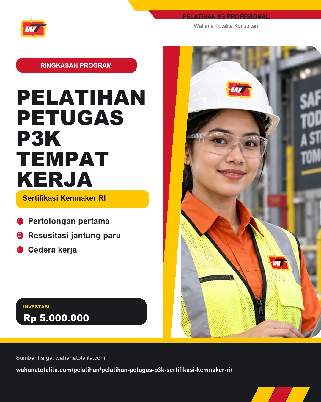 Pelatihan Petugas P3K Tempat Kerja Sertifikasi Kemnaker RI dengan informasi Pertolongan pertama, Resusitasi jantung paru, Cedera kerja