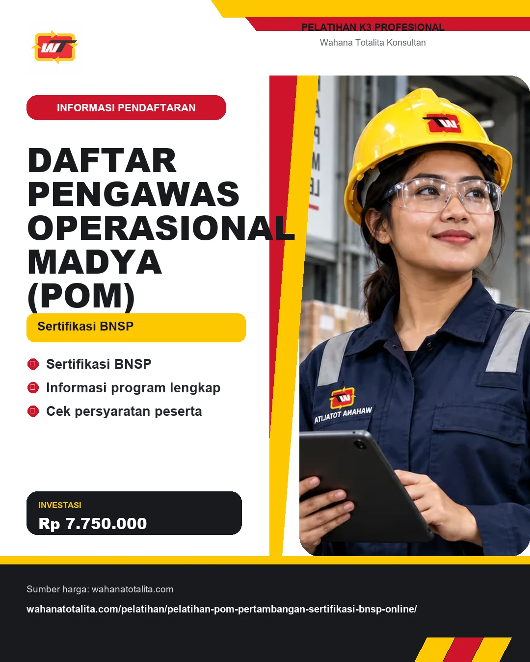 Daftar Pengawas Operasional Madya (POM) Sertifikasi BNSP dengan informasi Sertifikasi BNSP, Informasi program lengkap, Cek persyaratan peserta