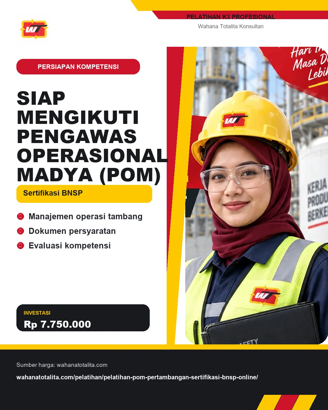 Siap Mengikuti Pengawas Operasional Madya (POM) Sertifikasi BNSP dengan informasi Manajemen operasi tambang, Dokumen persyaratan, Evaluasi kompetensi