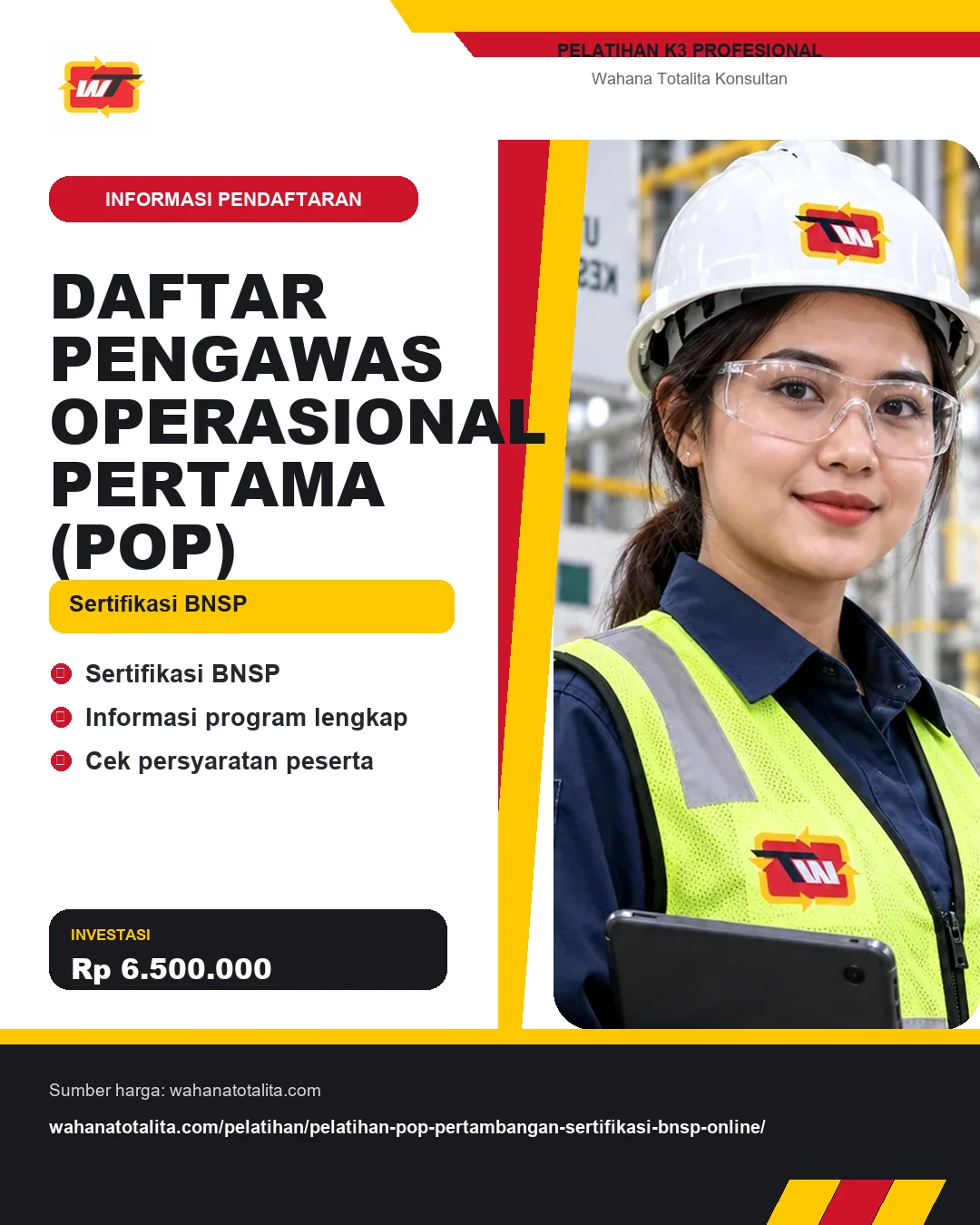 Daftar Pengawas Operasional Pertama (POP) Sertifikasi BNSP dengan informasi Sertifikasi BNSP, Informasi program lengkap, Cek persyaratan peserta